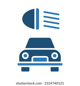 Icono de la línea de la iluminación automotriz Ilustración vectorial