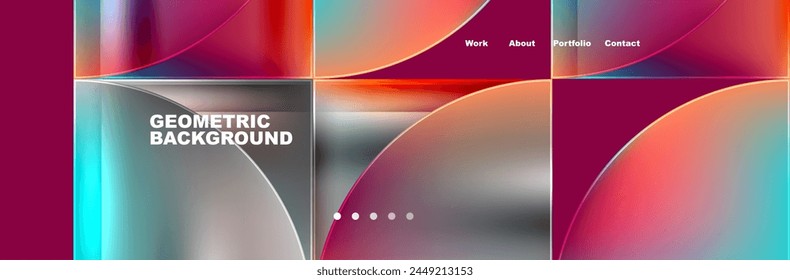 Automotive lighting meets technology in a vibrant publication featuring a colorful geometric background with squares and circles in electric blue and magenta tints and shades