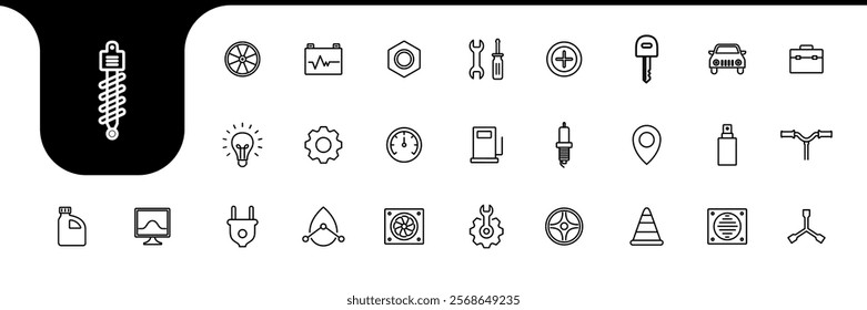 Automotive Line Icons Collection – Minimalist Vector Design and Illustration