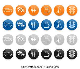 Conjunto de iconos de línea automotriz. Ilustración del vector
