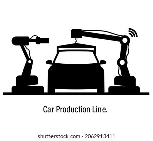 Automotive line. Industry technology concept. Car manufacture Flat Vector Illustration.
