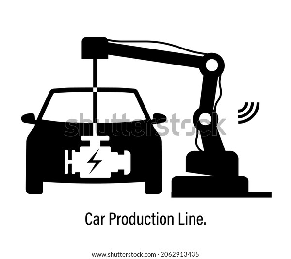 Automotive line. Industry technology\
concept. Car manufacture Flat Vector\
Illustration.\
