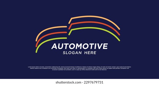 Automotive logo with abstract car shape design premium vector, suitable for your car club, shop, garage, fully editable in eps format