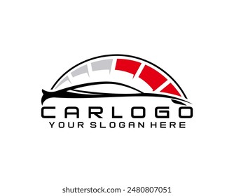 Automotive logo auto repair Gear with wrench car silhouette car logo design vector template icon