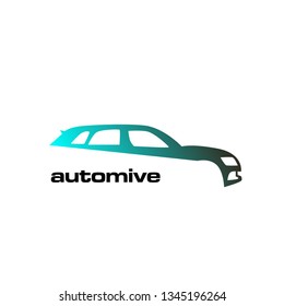 automotive logo with blue car design illustration