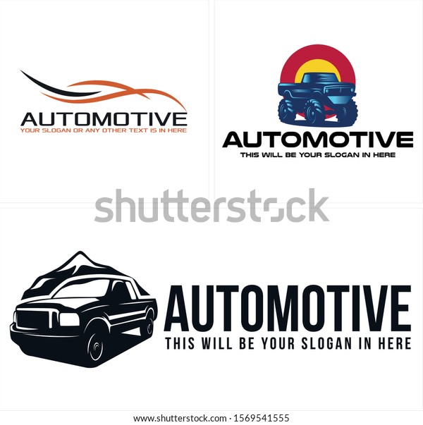 Automotive logo with car mountain circle sun\
silhouette illustration vector suitable for jeep provide service\
company off road