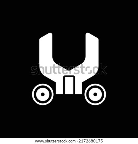 Automotive logo concept. Combining wrenches and car wheel. Old car logo. Suitable for engineering, machinery, vehicle, reparation, and service.