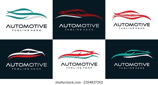 automotive logo design collection with creative concept premium vector