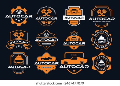 Automotive logo design. Retro automotive emblem logo collection