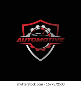 Automotive logo design, speedometer with shield icon vector