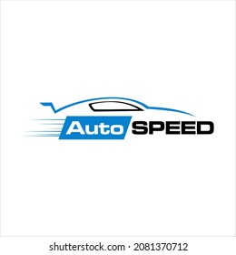 Automotive logo design template with outline slihouette of sport car