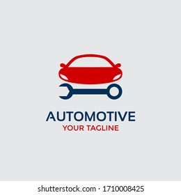 automotive logo design template vector, car with key repair icon 