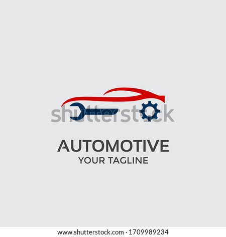 automotive logo design template vector, car with key repair icon 