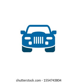 Automotive logo design with using car icon frontview vector illustration template