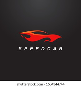 automotive logo design vector with speed car in fire 