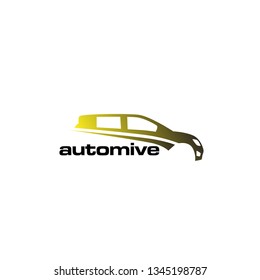 automotive logo with gold car design illustration