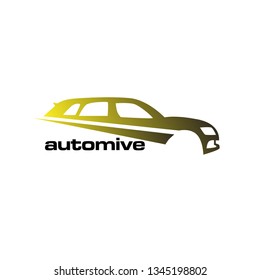 automotive logo with gold car design illustration