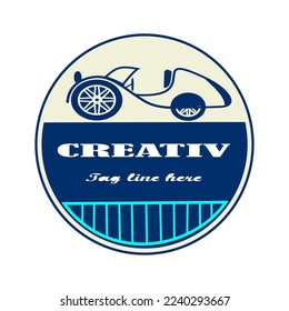 Automotive logo with old car image,vector