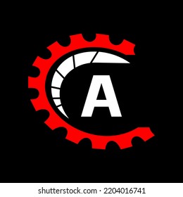 Automotive Logo On Letter A Concept. Car Repair Logotype and Mechanic Symbol Vector Template