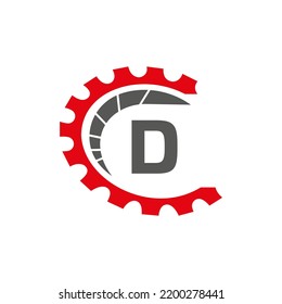 Automotive Logo On Letter D Concept. Car Repair Logotype and Mechanic Symbol Vector Template