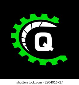 Automotive Logo On Letter Q Concept. Car Repair Logotype and Mechanic Symbol Vector Template