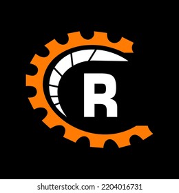 Automotive Logo On Letter R Concept. Car Repair Logotype and Mechanic Symbol Vector Template