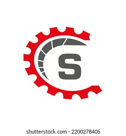 Automotive Logo On Letter S Concept. Car Repair Logotype and Mechanic Symbol Vector Template