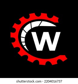 Automotive Logo On Letter W Concept. Car Repair Logotype and Mechanic Symbol Vector Template