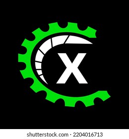 Automotive Logo On Letter X Concept. Car Repair Logotype and Mechanic Symbol Vector Template