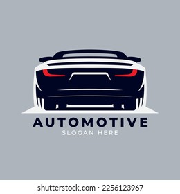 Automotive logo of a rear view futuristic car