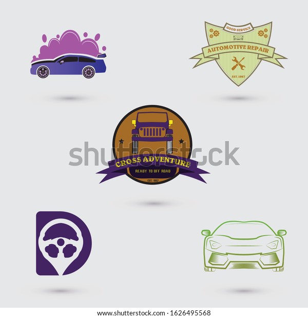Automotive logo set, car wash, automotive\
repair, logo\
template,