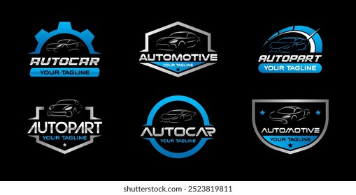 Coleção de modelos de logotipo automotivo. Logotipo do carro ornamento logotipo vetor elementos de design conjunto. Emblema do jogo de carro esportivo. Pacote de vetor de logotipo de garagem de carro