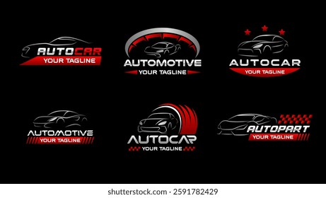 Automotive logo templates collection. Car logo ornament logo vector design elements set. Emblem of sports car set. Car garage logo vector bundle