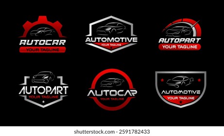 Automotive logo templates collection. Car logo ornament logo vector design elements set. Emblem of sports car set. Car garage logo vector bundle