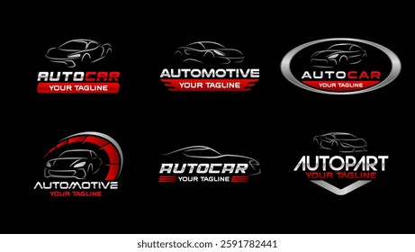 Automotive logo templates collection. Car logo ornament logo vector design elements set. Emblem of sports car set. Car garage logo vector bundle