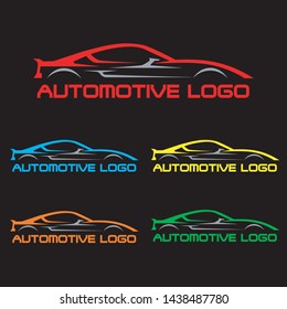 Automotive logo vector design concept with Sports Car Silhouette
