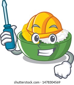 Automotive mango sticky rice with a mascot