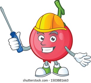 Automotive mascot lovi lovi fruit on white background
