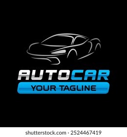 Vector moderno del logotipo automotriz aislado en fondo negro. Plantilla del logotipo del coche aislada. Conjunto de diseño de logotipo de insignia de garaje de coche
