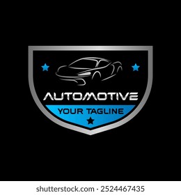 Automotive modern logo vector isolated in black background. Car logo template isolated. Set of car garage badge logo design