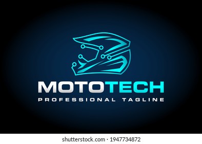 Automotive Moto Technology Helmet Logo Design Vector Icon Illustration.