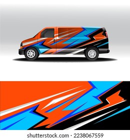 Automotive old van wrap design vector