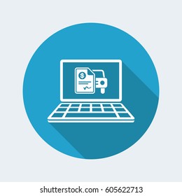 Automotive Online Quote - Dollar - Vector Flat Icon