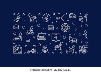 Pintura automotriz con el esquema vectorial de Spray Guns - Banner horizontal o ilustración