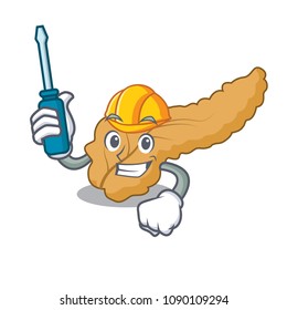 Automotive pancreas mascot cartoon style