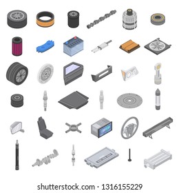 Automotive Parts Accessories Icons Set. Isometric Set Of Automotive Parts Accessories Vector Icons For Web Design Isolated On White Background