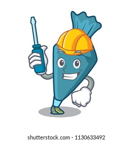 Automotive pastrybag mascot cartoon style vector illustration