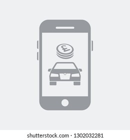 Automotive payment online in Sterling - Flat and isolated vector illustration icon with minimal and modern design