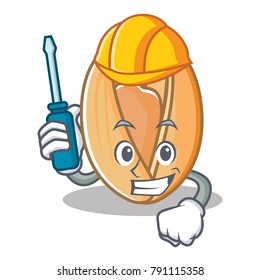 Automotive pistachio nut mascot cartoon