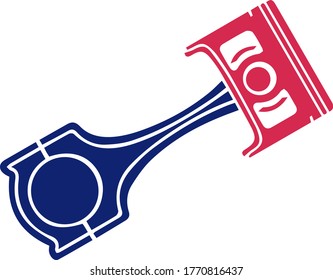 Automotive piston engine vector in white background